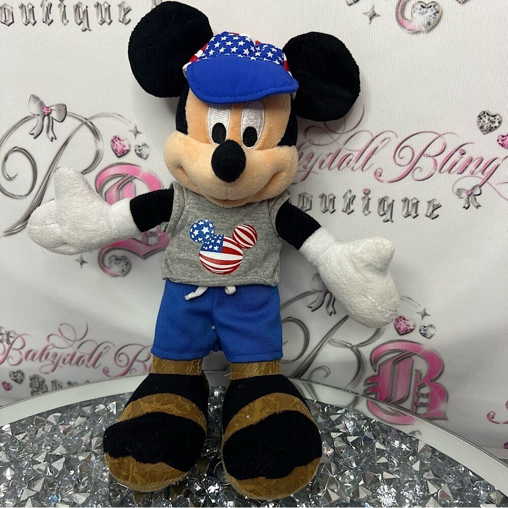 Disney Mickey Mouse USA 🇺🇸 hat United States outfit plush teddy bear standable